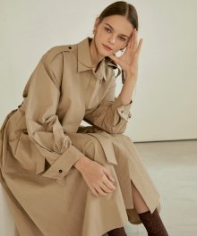 Trench Flare Long Dress  Beige