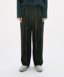 WIDE STRIPE BANDING PANTS JA [BROWN]