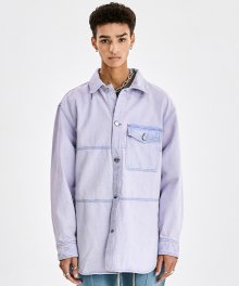 서브트렉트 컬러 워싱 오버핏 데님 셔츠 자켓 (라이트퍼플)