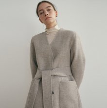 wool herringbone half coat (light beige)