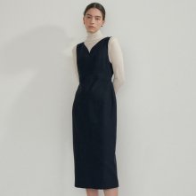 wool silhouette dress (navy)