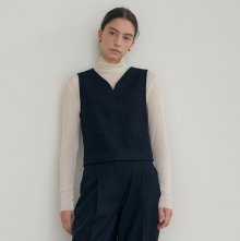 wool cropped vest (navy)