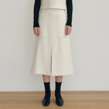 wool slit pocket skirt (ivory)