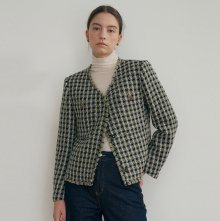 cropped tweed jacket (light green)