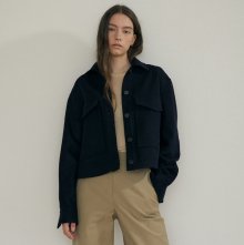 wool cropped jacket (navy)