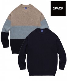 [PACKAGE] STRIPED BLUE / REVERSE NAVY KNIT 2PACK