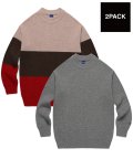 [PACKAGE] STRIPED RED / MELANGE GREY  KNIT 2PACK