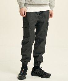 Coating Cargo Jogger Pants [Black]