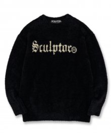 Fuzzy Logo-Intarsia Sweater [BLACK]