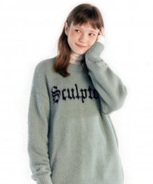 Fuzzy Logo-Intarsia Sweater [SAGE]