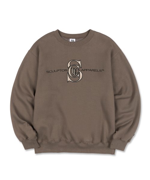 MUSINSA | SCULPTOR Satin Applique Sweatshirt Mocha