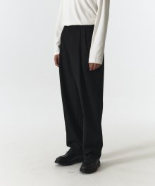 WIDE TWO TUCK SLACKS MEN JA [BLACK]