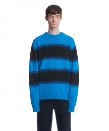 Angora Stripe Knit Sweater_Blue