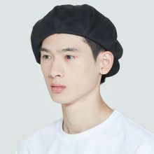 LAUREL LOGO SUEDE NEWS BOY CAP_BLACK