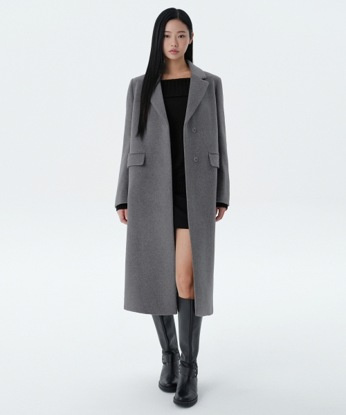 Женское длинное пальто честер из кашемира (Medium Gray)
