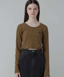 MG0F CROP POINT KNIT TEE (BROWN)