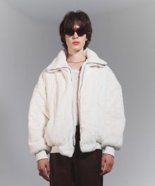 Classic Fur zip up Jacket (White)