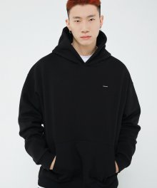 basic patch hoodie black