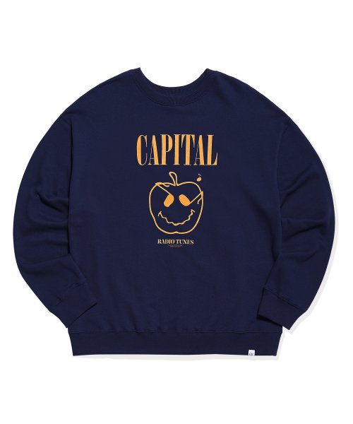 캐피탈 라디오 튠즈(crt) NIRVAN APPLE 스웨트셔츠 navy