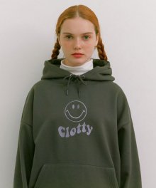 OUTLINE SMILE WAVE LOGO HOODIE CHARCOAL(CY2AFFM403A)