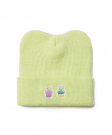 Double Patch Beanie_Lime