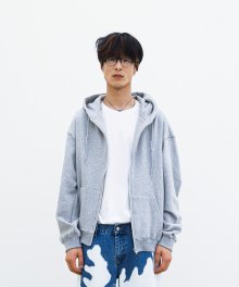 ZIP HOODIE BASIC CHIN DOWN (GREY)