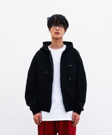 ZIP HOODIE BASIC CHIN DOWN (BLACK)