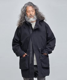 JUNGLE HOODED FISHTAIL PARKA _ BLACK