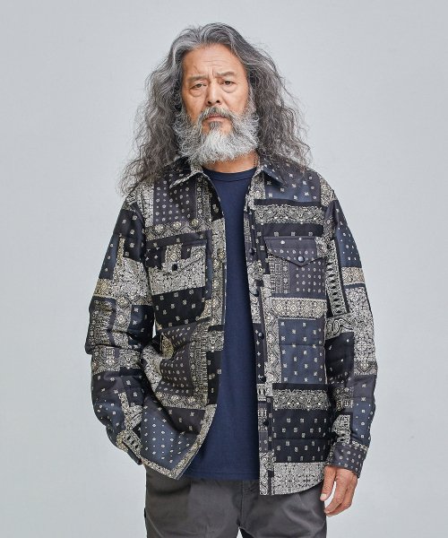 프리즘웍스(frizmworks) BANDANA PADDING SHIRT JACKET _ BLACK