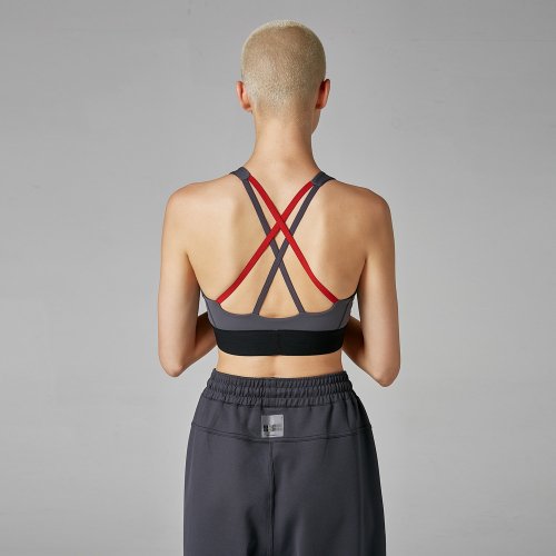 Серый спортивный топ AW02BB04 Flexible Bra Top_Grey
