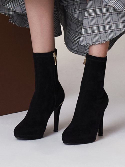 Black suede cheap high ankle boots