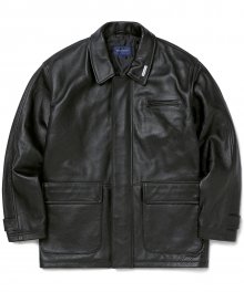 Leather Overcoat Black