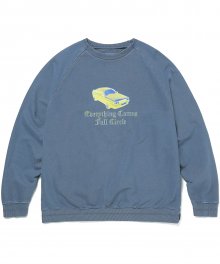 Old Car Crewneck Blue Grey