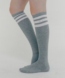 Stripe Knee Socks (Melange Grey)