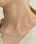 티에드(TIEDE) Mini pearl and ball chain Necklace