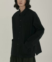 unisex roll up pocket shirts jacket black
