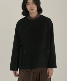 unisex diagonal line shirts jacket black