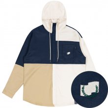 COLOR BLOCK HOODIE SHIRT_OATMEAL