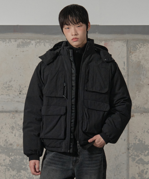 세컨모놀로그() 유틸리티 후드 숏 패딩 점퍼 [BLACK]_SEJP010BLACK 상품 이미지