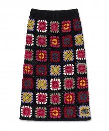 Handmade Merino Wool Crochet Skirt [MULTI FLOWER]