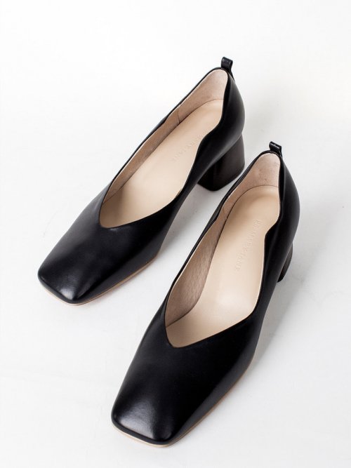 피에스메리제인(PSMARYJANE) wave square pumps - black