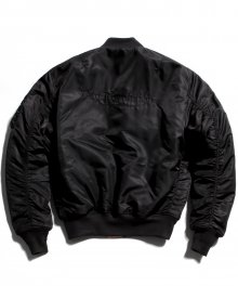 슬로건 엠브로이더드 셔링 MA-1 재킷 (블랙)