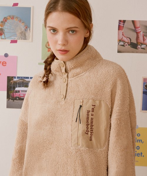 로라로라() (TS-20725) FLUFFY ANORAK SWEATSHIRT BEIGE 상품 이미지