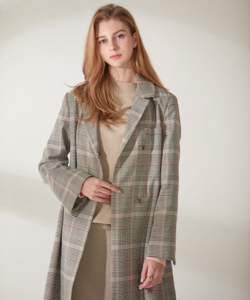 Houndtooth check trench пальто