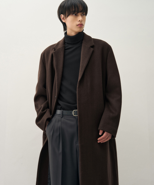 드로우핏() 프리미어 퓨어 캐시미어 히든 싱글 코트 [CHESTNUT BROWN] 상품 이미지