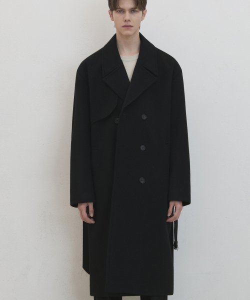 MUSINSA | DRAWFIT Winter Cashmere Robe Trench Coat [BLACK]