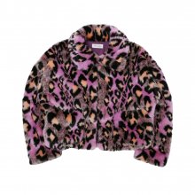Multi Leopard Fur Jacket [Purple]
