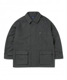 Wool ZIP Coat Charcoal