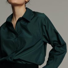Silk cotton shirt dark green