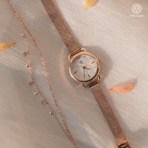 스와로브스키 스톤 사용+메쉬밴드 여성 메탈시계 VW-Whitestone-RG